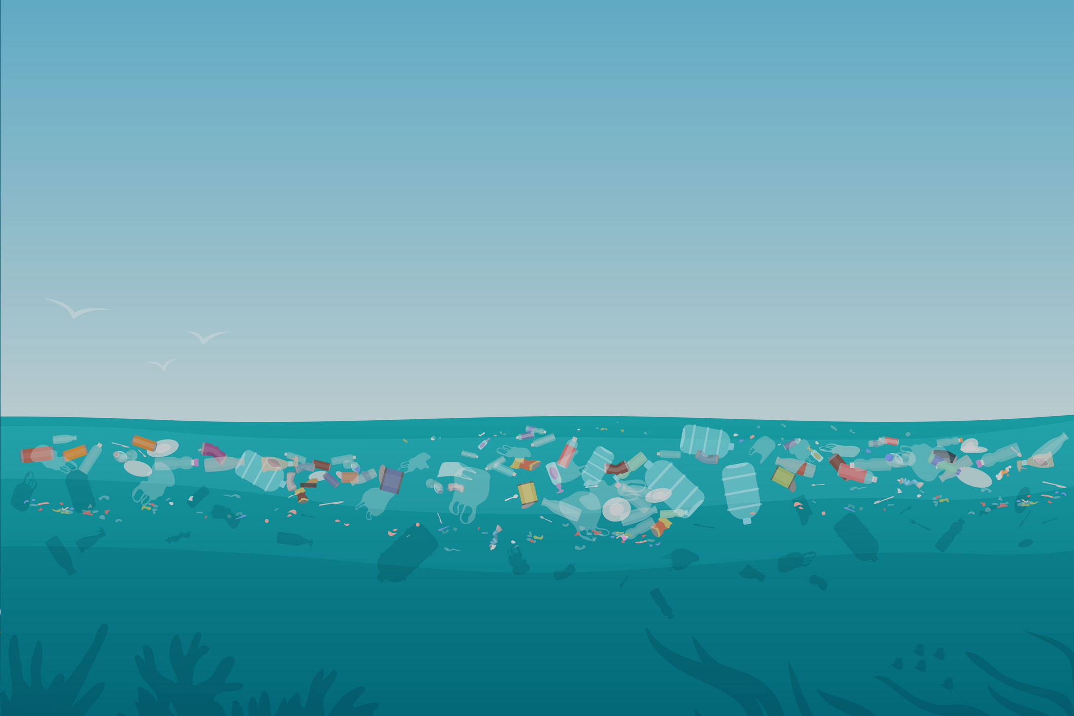 Plastic trash in the ocean
